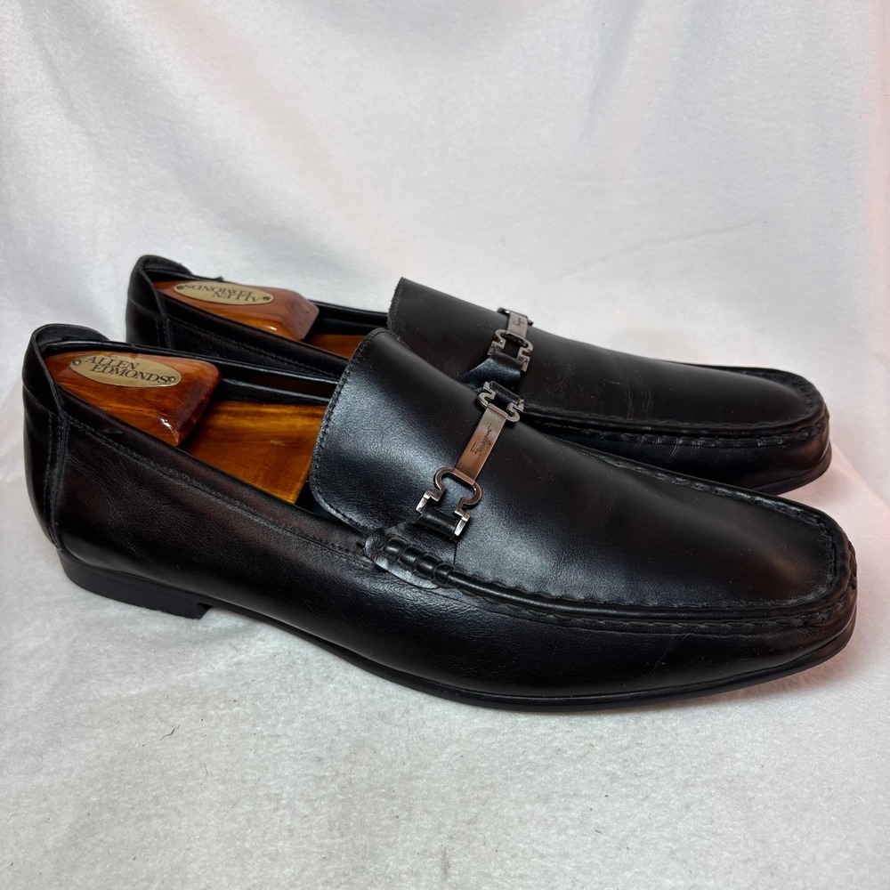 Salvatore Ferragamo Mens Black Leather Gancini Bit Loafers A5287-45 Italy